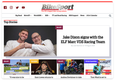 Bikesport News screen